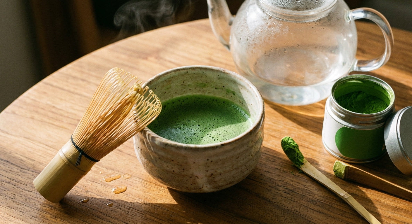 Matcha zubereiten: Temperatur, Menge, Bambusbesen