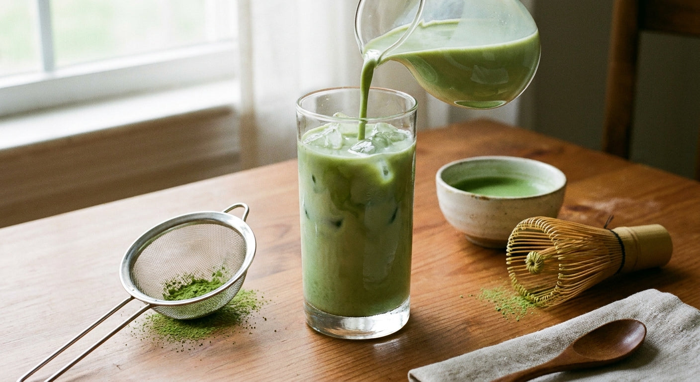 Iced Matcha Latte ohne Klümpchen